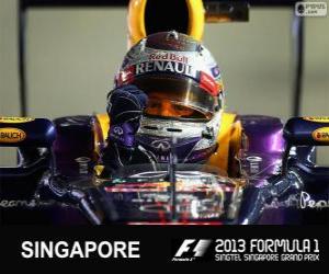 пазл Себастьян Феттель празднует свою победу в Гран-при Сингапура 2013
